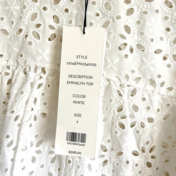 Veronica Beard Emmalyn Eyelet Top in White size 2 - Picture 9 of 16
